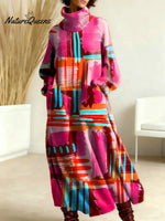 Women's Vintage Line ArtPrint Casual Cotton Knitted Dress