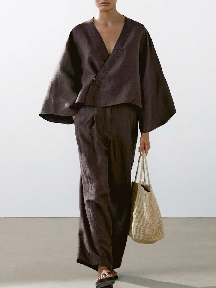 Women's Oriental Style Cotton And Linen Set