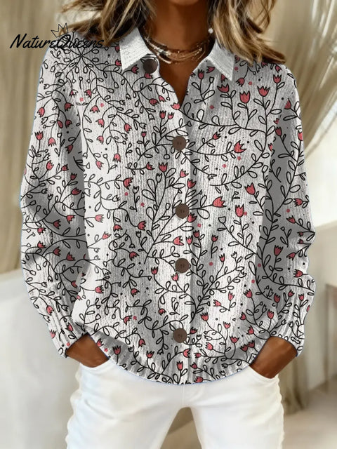 Women's Floral Pattern Art Print Casual Sweater