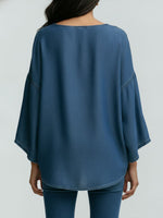 Women's Round Neck Long-sleeved Loose-fitting Casual Denim Top