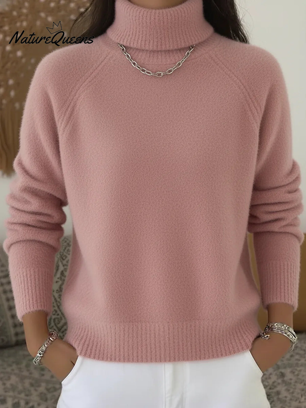 Cozy Casual Solid Color Turtleneck Sweater Top