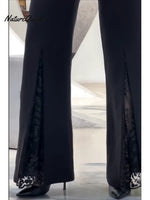 Women's Elegant Flared Trousers With Lace Detailing At The Front