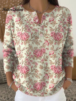 Women's Floral Pattern Art Print Casual Cardigan Sweater