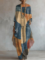 Elegant Retro Geometry Print Two-piece Set