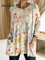 Women's Floral Pattern Art Print Casual Cotton T-shirt