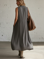 Casual Cozy Button-up Cotton Dress