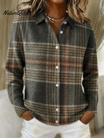 Vintage Classic Plaid Pattern Casual Shirt Collar Long Sleeve Sweater