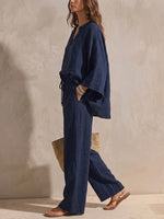 Women's Casual Loose Cotton And Linen Set