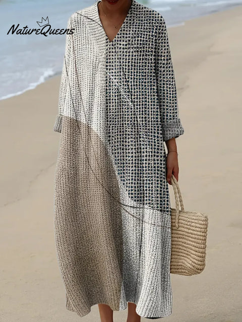 Women's Geometric Pattern Art Print Casual Cotton Knitted Dress