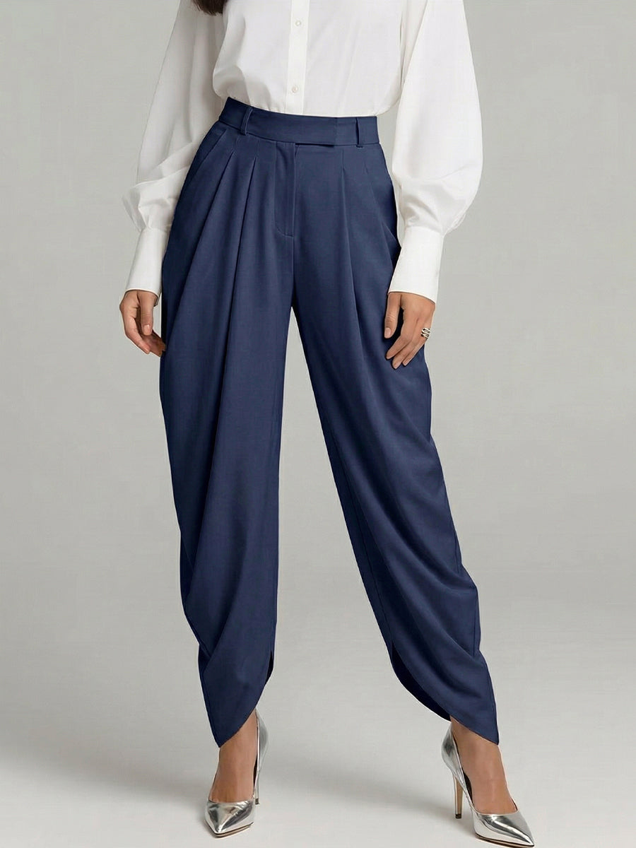 Women's Irregular-hem Draping And Pleats Linen Cotton Pants
