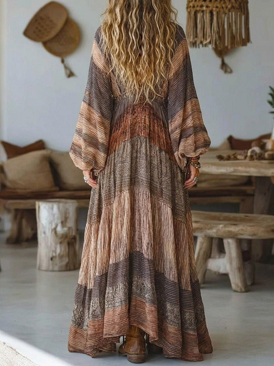 Women's Retro Ethnic Pattern Art Print Casual Cotton Linen Dress