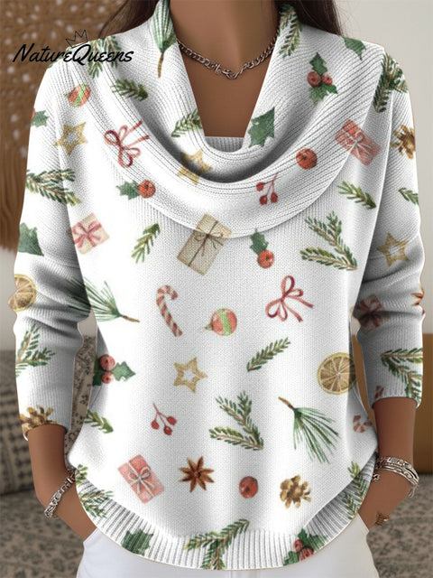 Christmas Gift Decoration Patterns Women's Casual Swing Collar Long Sleeve Sweater