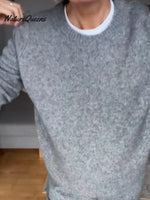 Cozy Round-neck Sweater And Wide-leg Pants Two-piece Set