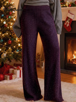 Christmas Cozy Sparkling Knit Wide-leg Pants