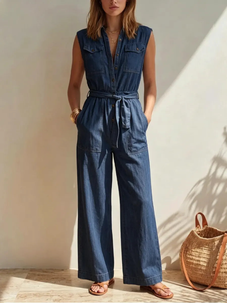 Women's Minimalist Casual Denim Jumpsuit