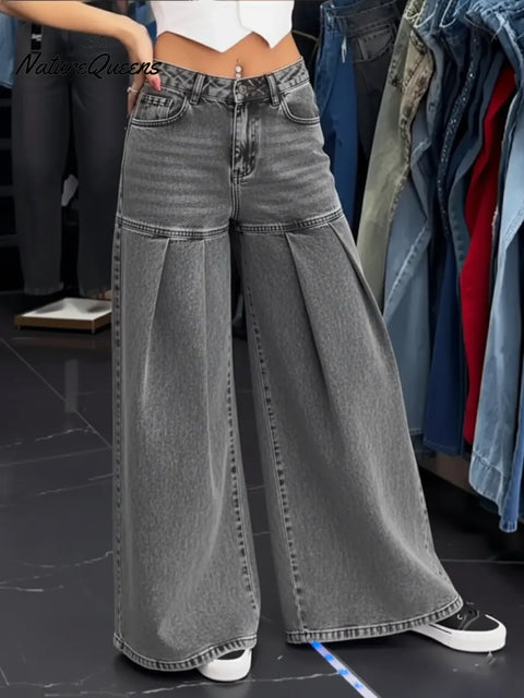 Women's Casual Cotton Wide-leg Jeans