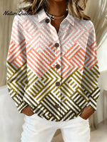 Women's Vintage Gradient Geometry Art Print Casual Sweater