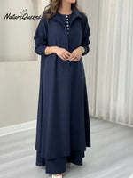 Women's Long-sleeved Dress And Sleeveless Dress Two-piece Set