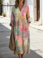 Women's Floral Art Print Casual Cotton Dress