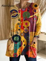 Women's Geometric Pattern Art Print Casual Cotton T-shirt