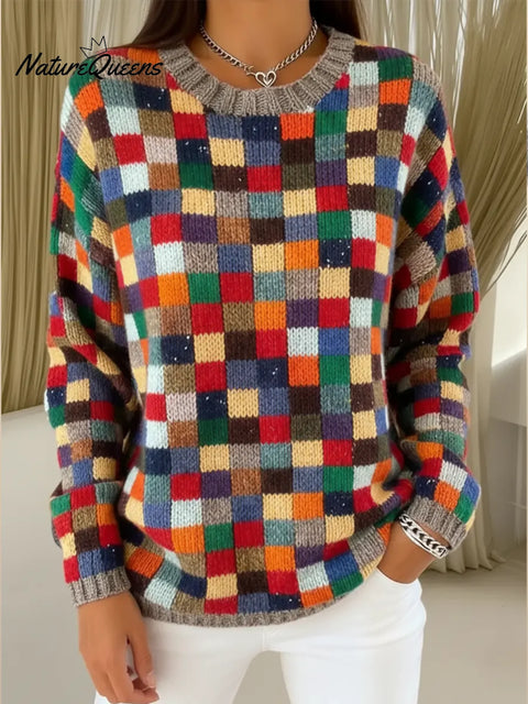 Retro Plaid Unisex Pullover Sweater