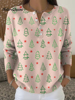 Women's Little Christmas Tree Pattern Casual Printed Sweater