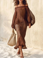 Women's Leopard Print Camisole Dress And Cover-up Two-piece Set