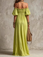 Women's Cotton-linen Casual Loose Off-the-shoulder Dress