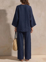 Women's Casual Loose Cotton And Linen Set