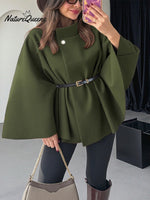 Women's Stylish Elegant Solid-color Wool Cape Coat