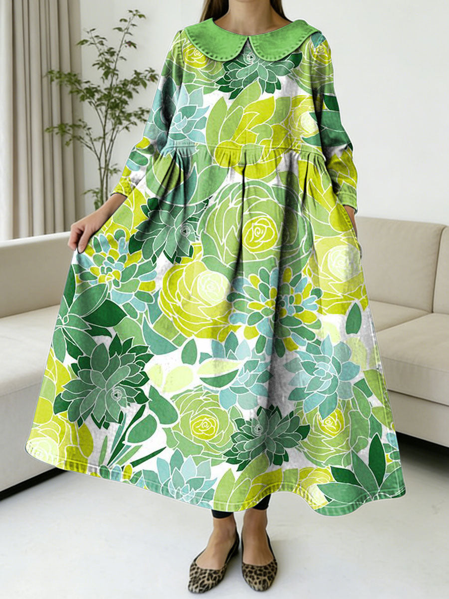 Women's Flowers Floral Pattern Art Print Casual Denim Dress