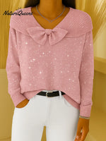 Women's Crew Neck Long Sleeve Casual Loose Knit Top