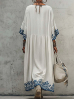 Retro Floral Print Cozy Vacation Dress