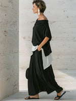 Loose-fit Casual Linen And Cotton Top And Skirt Two-piece Set