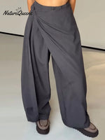 Women's Solid Color High-waisted Casual Wide-leg Pants