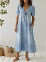 Casual Lace-up Denim Dress