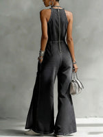 Casual Split Sleeveless Denim Jumpsuit