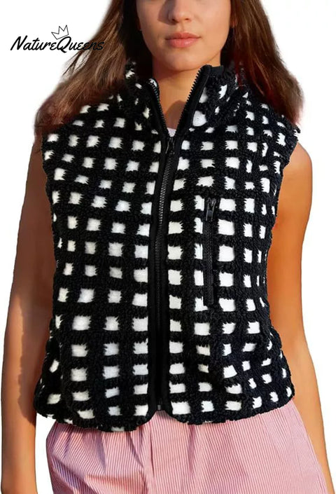 Women's Waffle Fleece Casual Sleeveless Vest