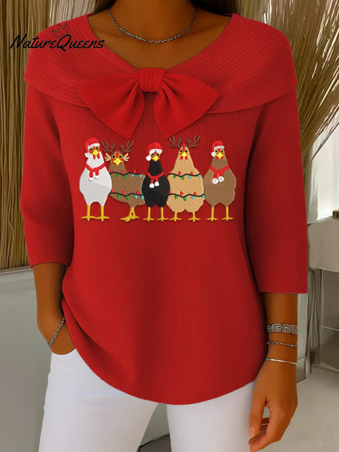 Christmas Fun Chick Art Print Buttoned Cardigan Sweater