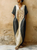 Women's Retro Art Casual Stylish Vacation Maxi Cotton Linen Dress