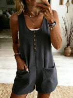 Women's Casual Button-front Pocket Jumpsuit