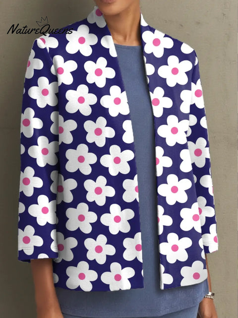 Women's Floral Pattern Art Print Casual Coat