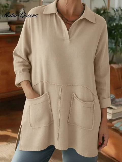Women's Loose-fitting Casual Linen-cotton Top