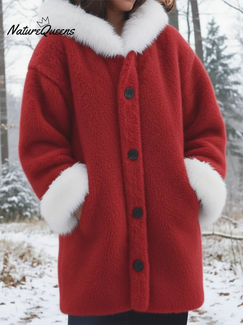Cozy Fur-trimmed Mink Fleece Button-down Coat