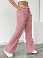 Women's Casual Striped Loose Wide-leg Trousers