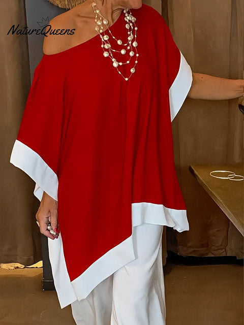 Women's Solid Color Round Neck 3/4 Sleeve Casual Loose Cotton Top