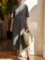 Women's V-neck Denim Cotton Dress