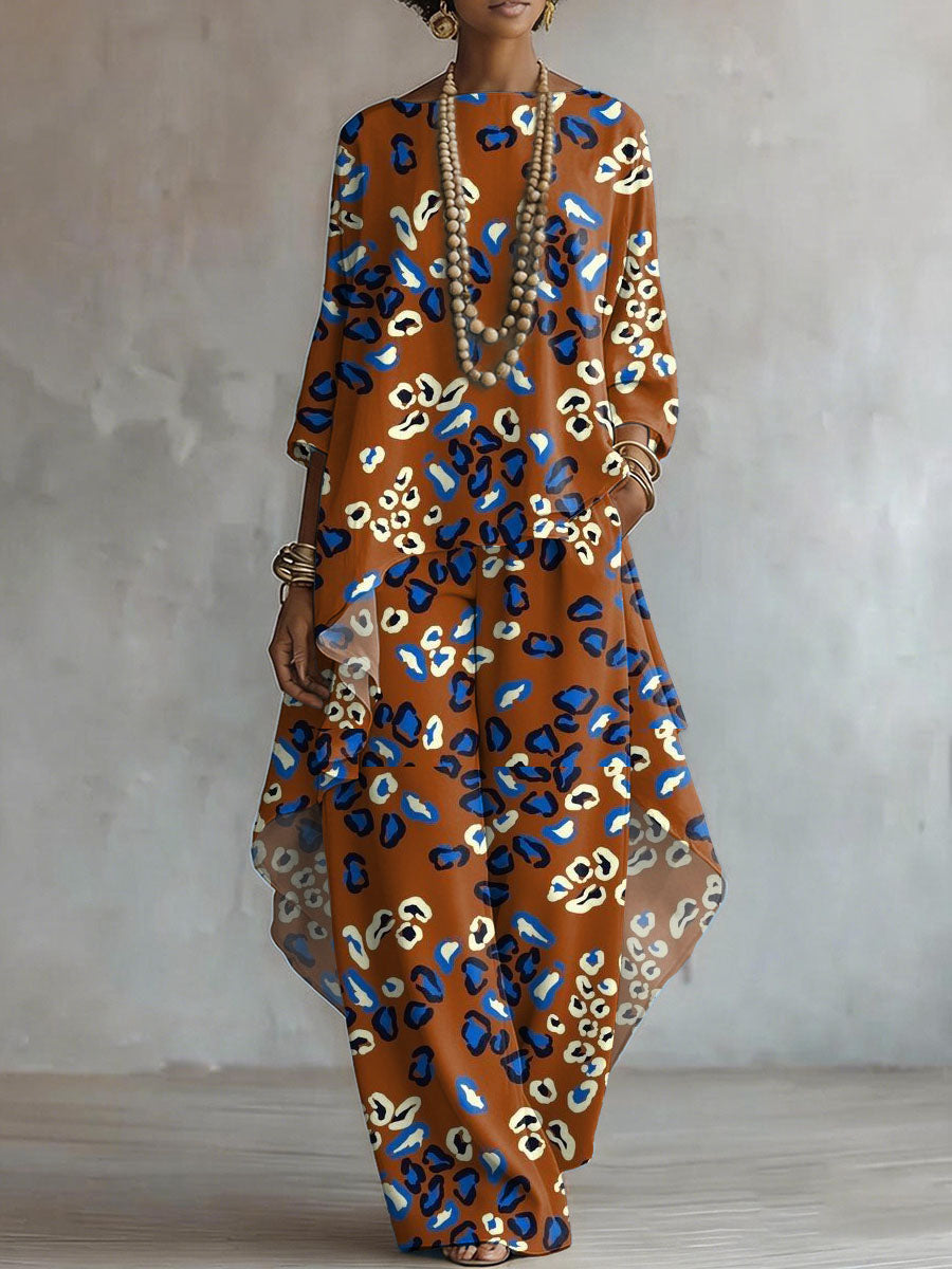 Elegant Leopard Print Two-piece Set