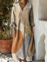 Women's Geometric Pattern Art Print Casual Cotton Dress