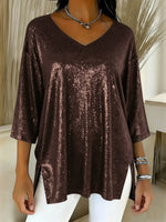 Women's Sparkly V-neck Top